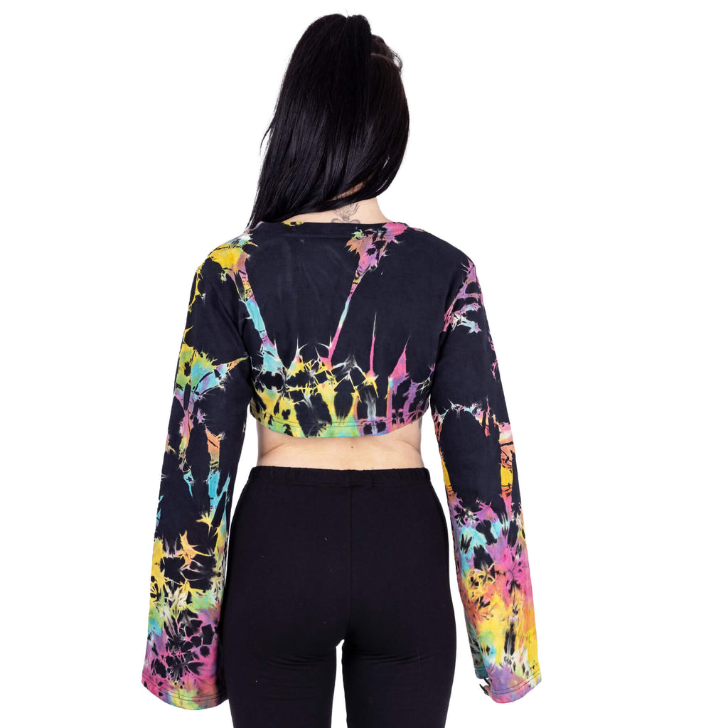 Heartless Fable Top Black Multi Tie Dye Crop Top Gothic Alternative Festival Clothing - Rockinredfox