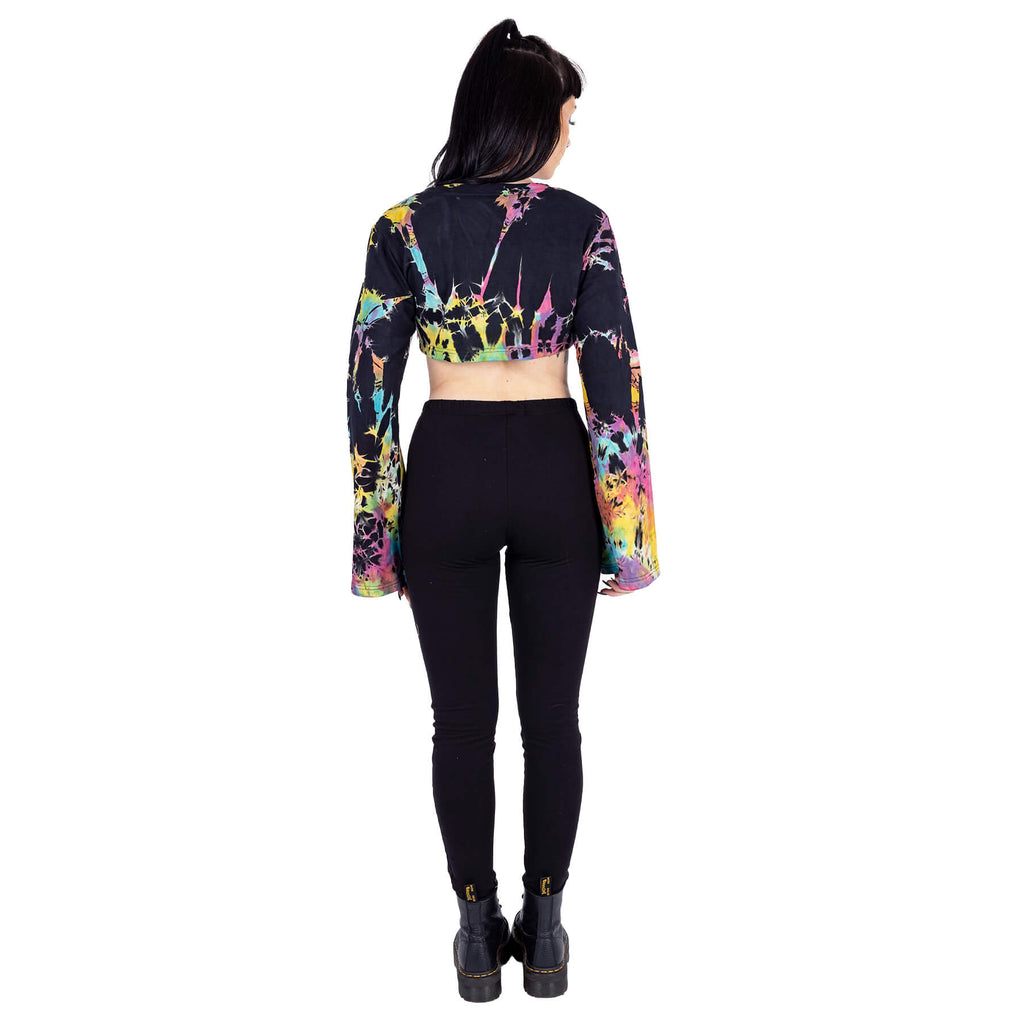 Heartless Fable Top Black Multi Tie Dye Crop Top Gothic Alternative Festival Clothing - Rockinredfox
