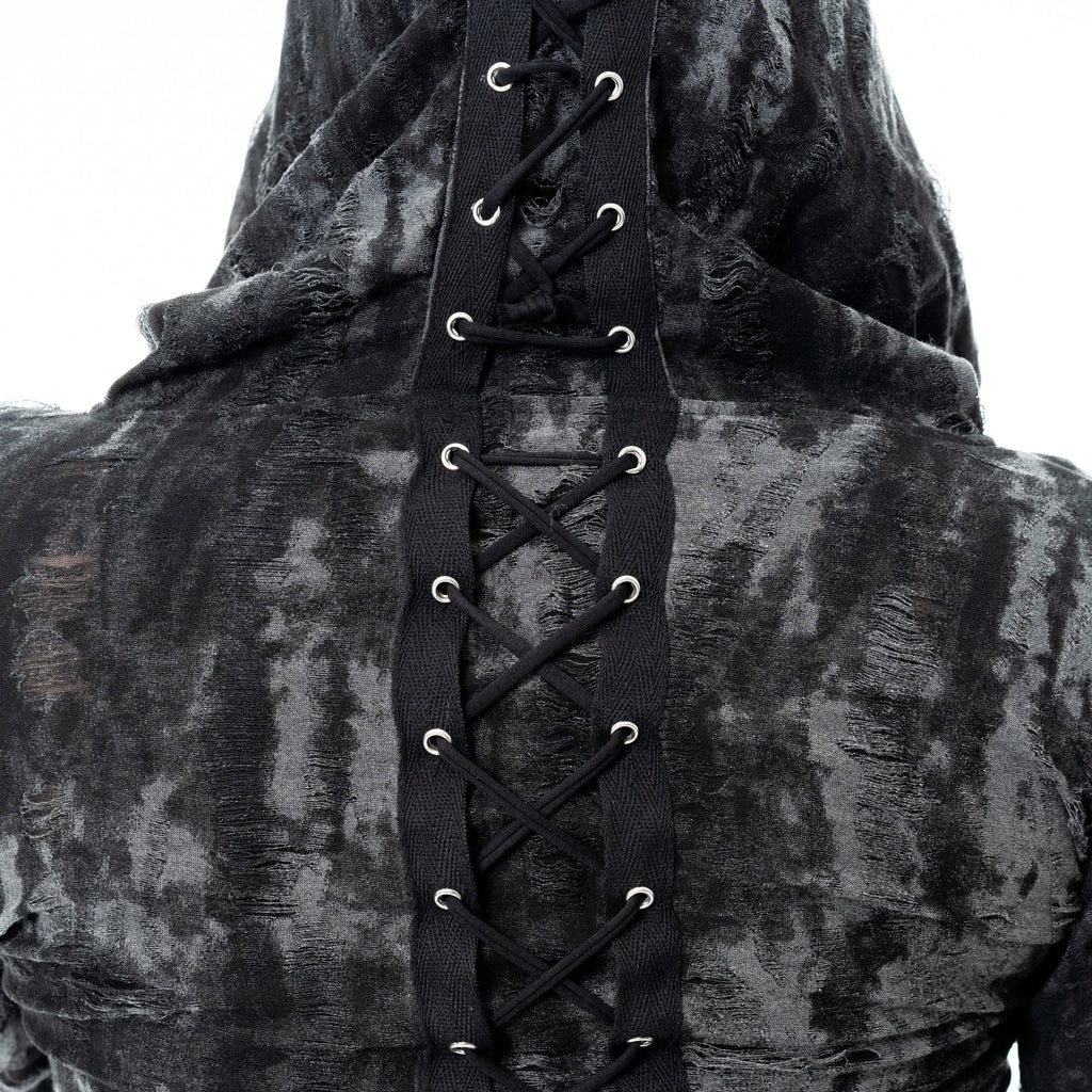 Heartless Ghoul Cardigan – Black Grey Gothic Hooded Long Cardigan | Alternative Grunge Coat - Rockinredfox