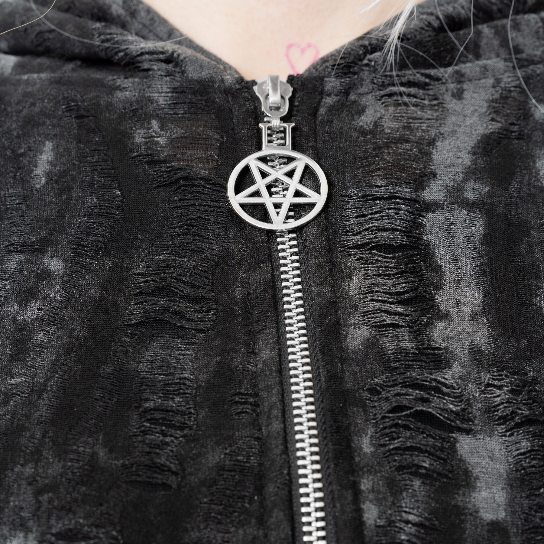 Heartless Ghoul Cardigan – Black Grey Gothic Hooded Long Cardigan | Alternative Grunge Coat - Rockinredfox