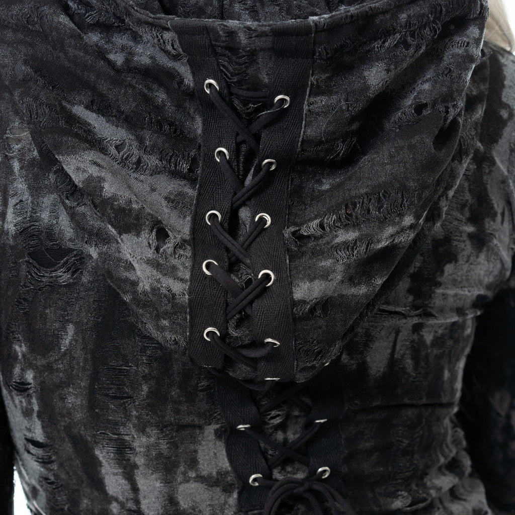 Heartless Ghoul Cardigan – Black Grey Gothic Hooded Long Cardigan | Alternative Grunge Coat - Rockinredfox