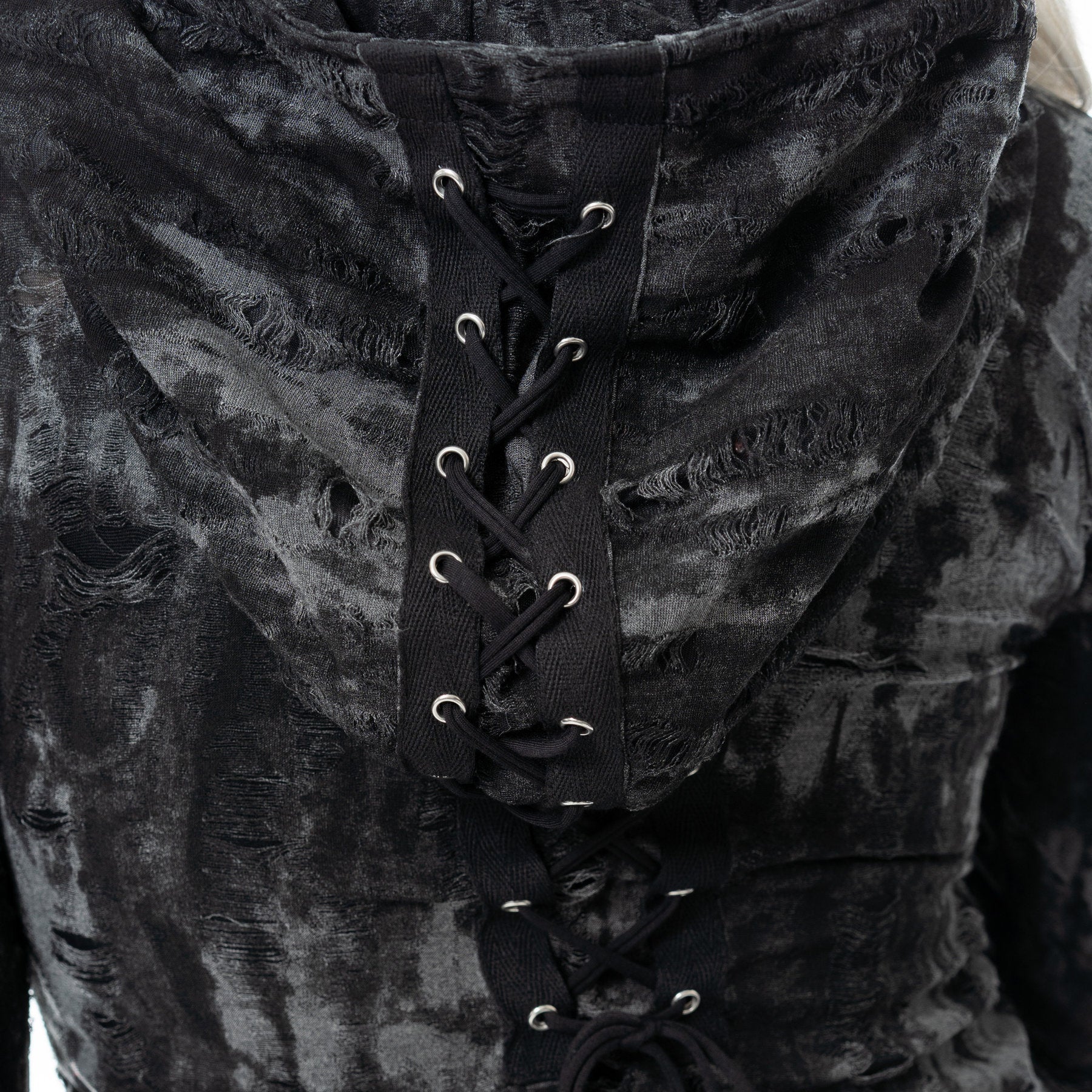 Heartless Ghoul Cardigan – Black Grey Gothic Hooded Long Cardigan | Alternative Grunge Coat - Rockinredfox