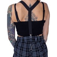 Heartless Grimoire Dungarees – Grey Check Gothic Overalls | Alternative Streetwear - Rockinredfox
