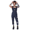 Heartless Grimoire Dungarees – Grey Check Gothic Overalls | Alternative Streetwear - Rockinredfox
