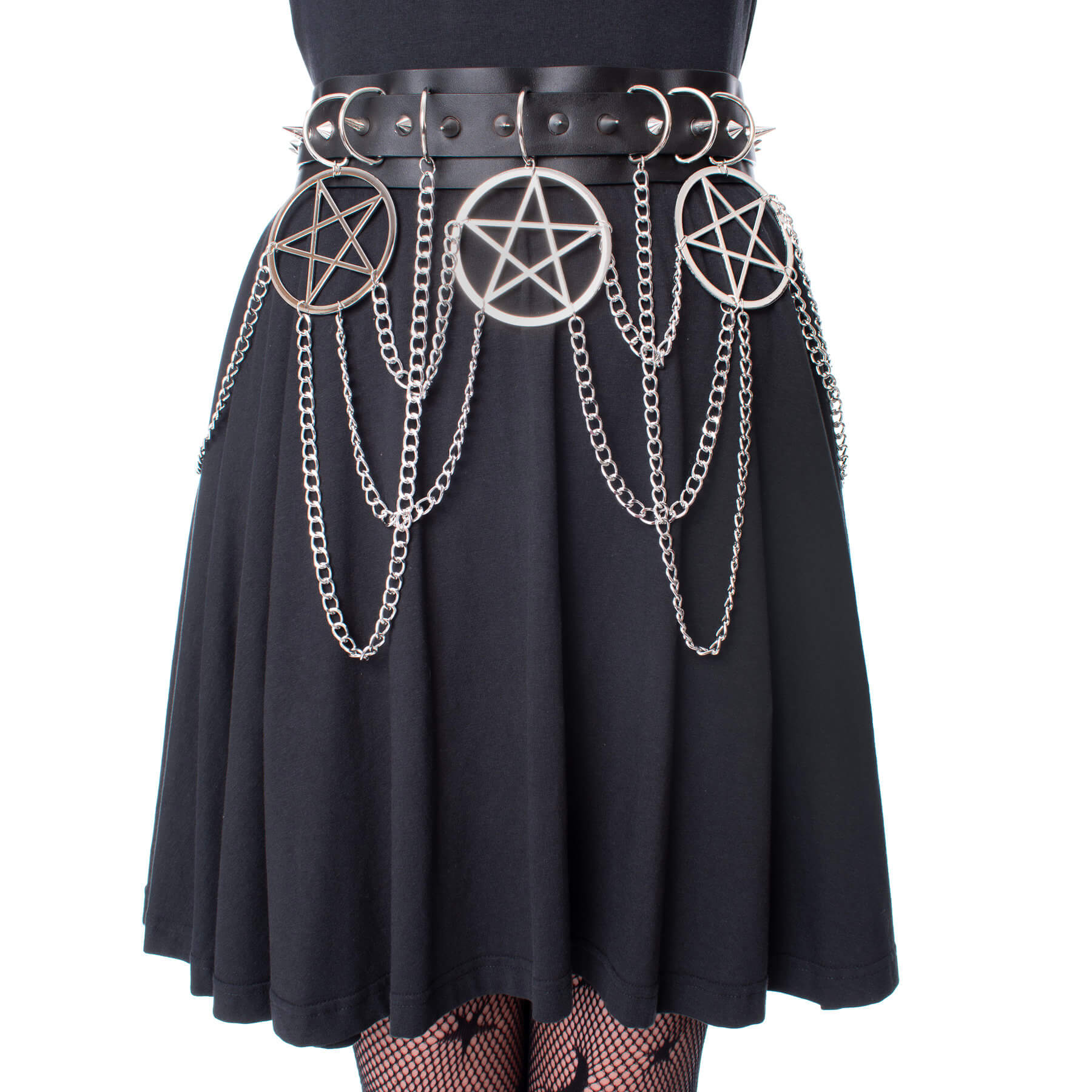 Heartless Hellbound Belt Black Pentagram Chain Belt | Gothic Punk Waist Belt - Rockinredfox