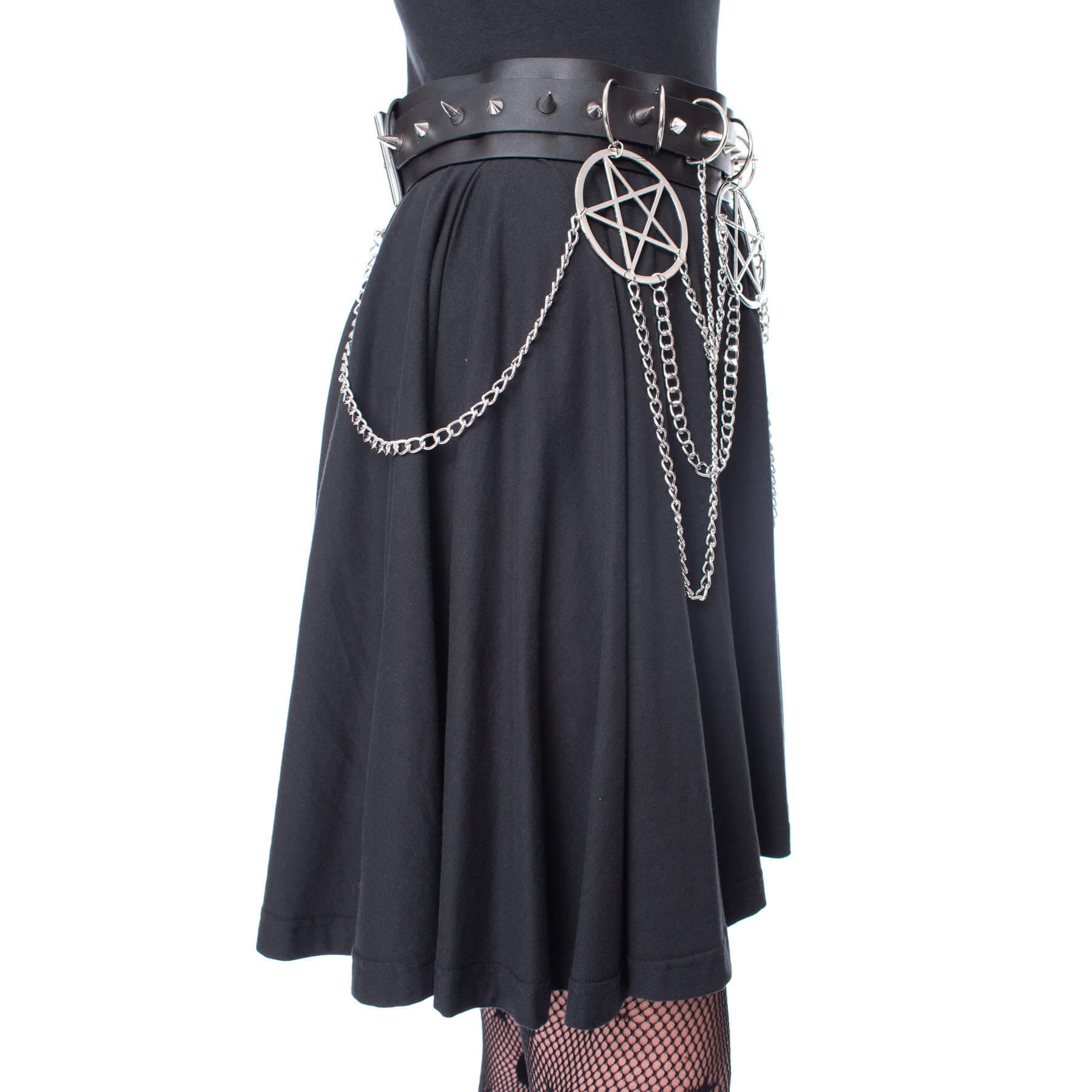 Heartless Hellbound Belt Black Pentagram Chain Belt | Gothic Punk Waist Belt - Rockinredfox
