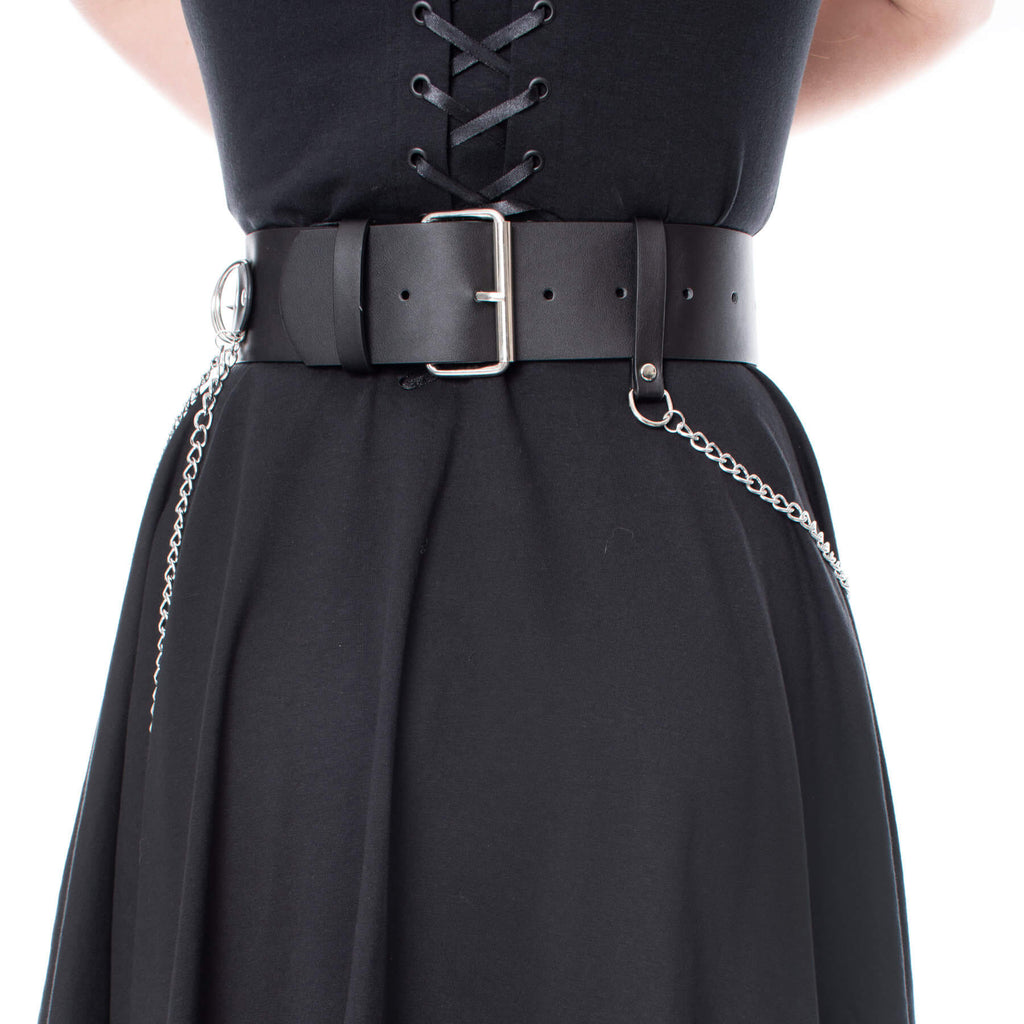 Heartless Hellbound Belt Black Pentagram Chain Belt | Gothic Punk Waist Belt - Rockinredfox