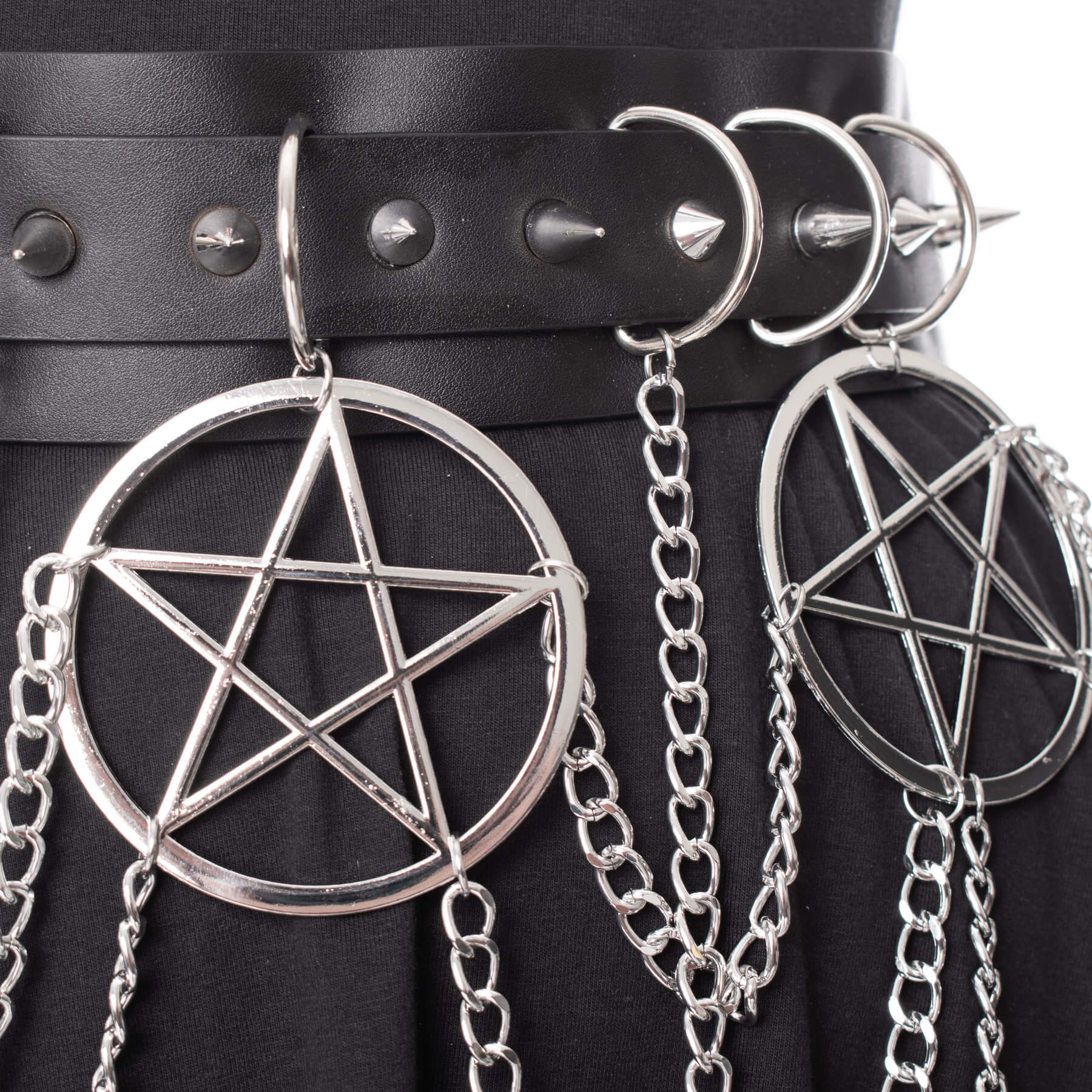 Heartless Hellbound Belt Black Pentagram Chain Belt | Gothic Punk Waist Belt - Rockinredfox