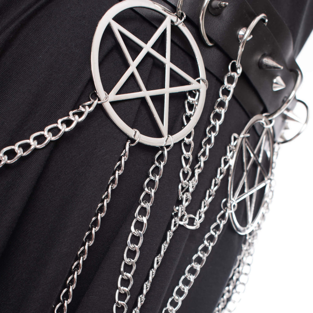 Heartless Hellbound Belt Black Pentagram Chain Belt | Gothic Punk Waist Belt - Rockinredfox
