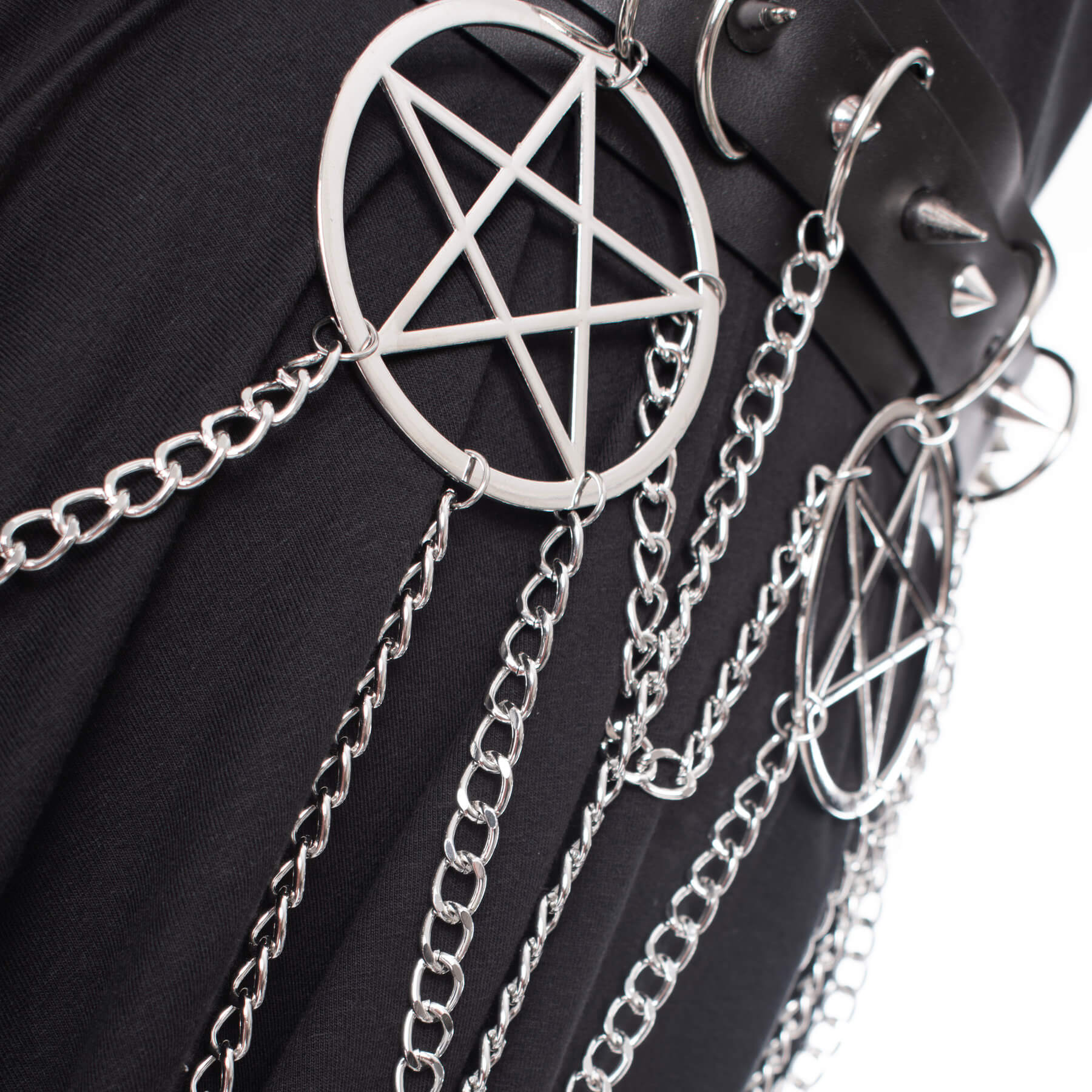 Heartless Hellbound Belt Black Pentagram Chain Belt | Gothic Punk Waist Belt - Rockinredfox
