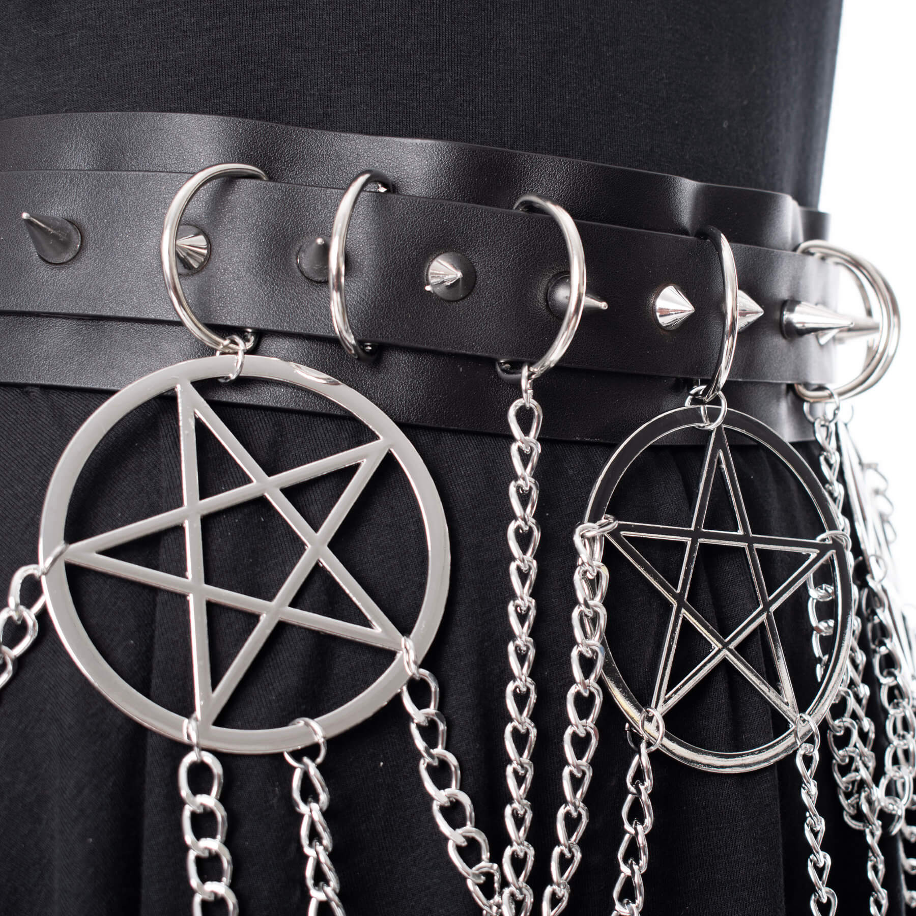 Heartless Hellbound Belt Black Pentagram Chain Belt | Gothic Punk Waist Belt - Rockinredfox