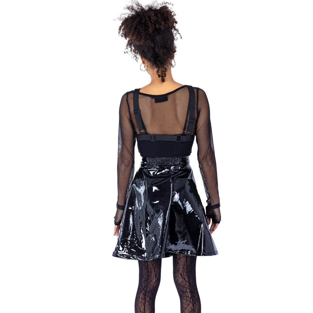 Heartless Hexed Skirt Black PVC Harness Skirt Gothic Alternative Punk Vinyl Mini Skirt - Rockinredfox