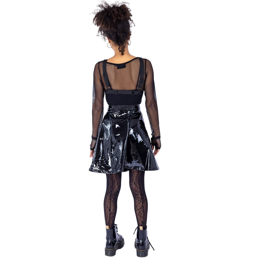 Heartless Hexed Skirt Black PVC Harness Skirt Gothic Alternative Punk Vinyl Mini Skirt - Rockinredfox