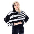 Heartless Layla Top – Black & White Striped Cropped Jumper | Alternative Grunge Knit - Rockinredfox