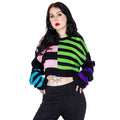 Heartless Layla Top – Multi Colour Striped Cropped Jumper | Alternative Grunge Knit - Rockinredfox