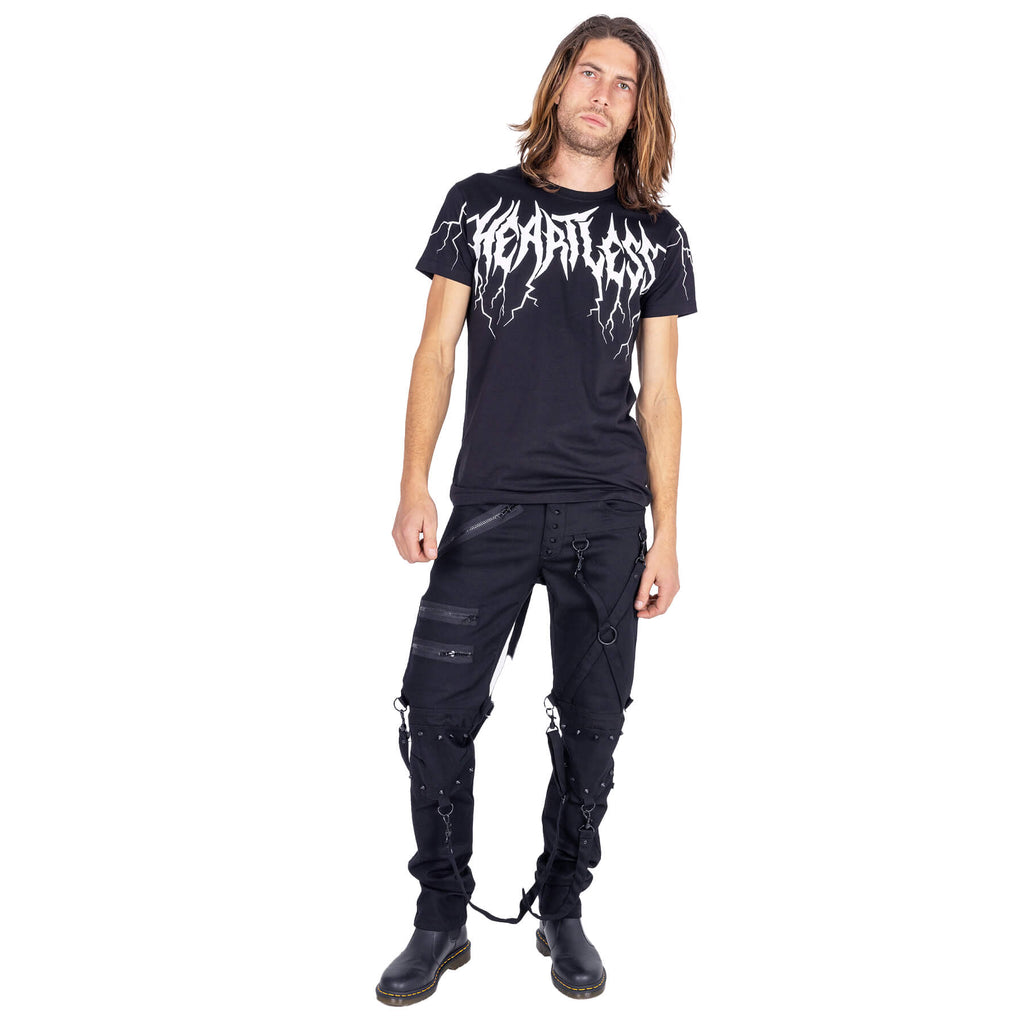 Heartless Lightning Top – Black Gothic Lightning T-Shirt | Alternative Streetwear Tee - Rockinredfox