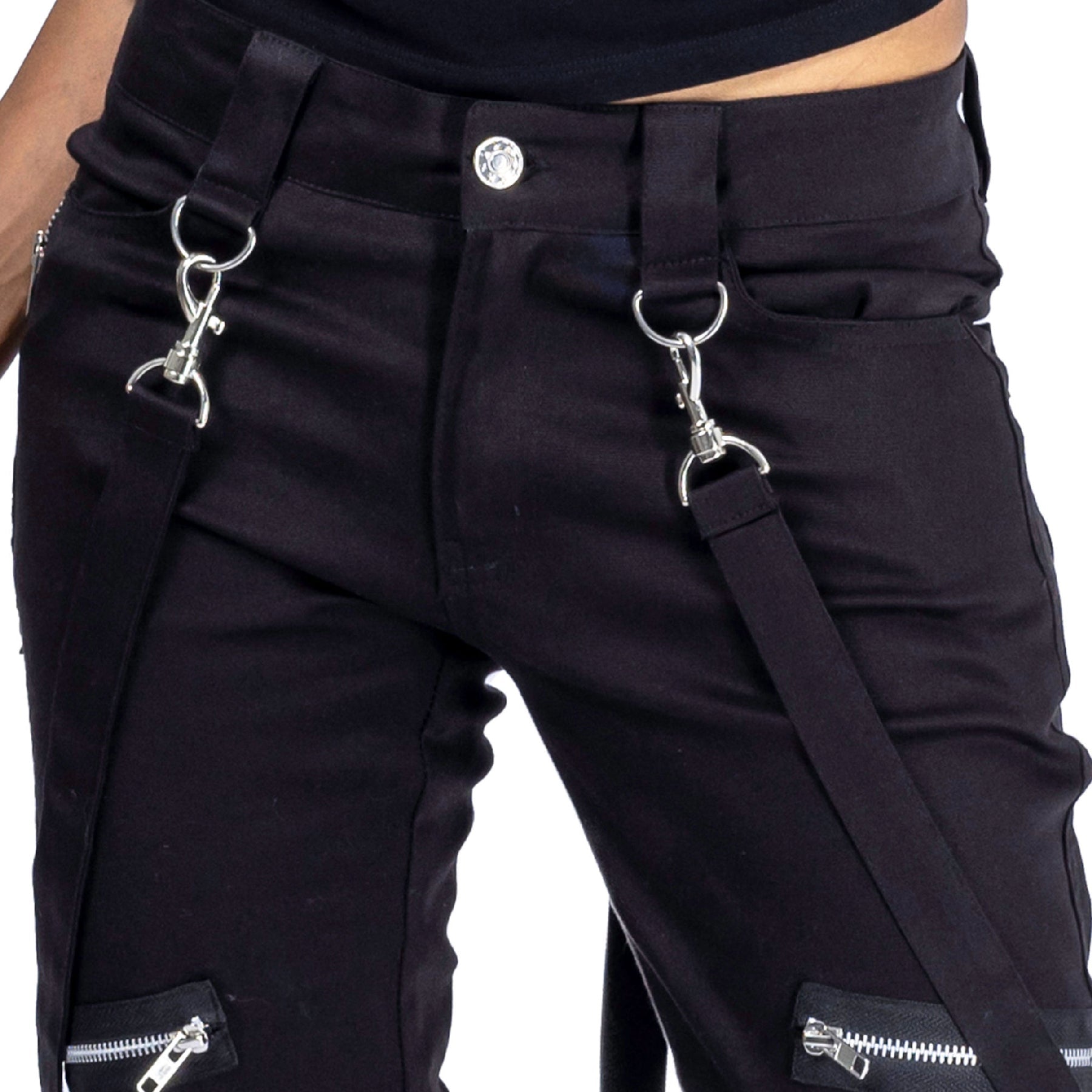 Heartless Meissa Pants – Black Gothic Strap Trousers | Alternative Industrial Streetwear - Rockinredfox
