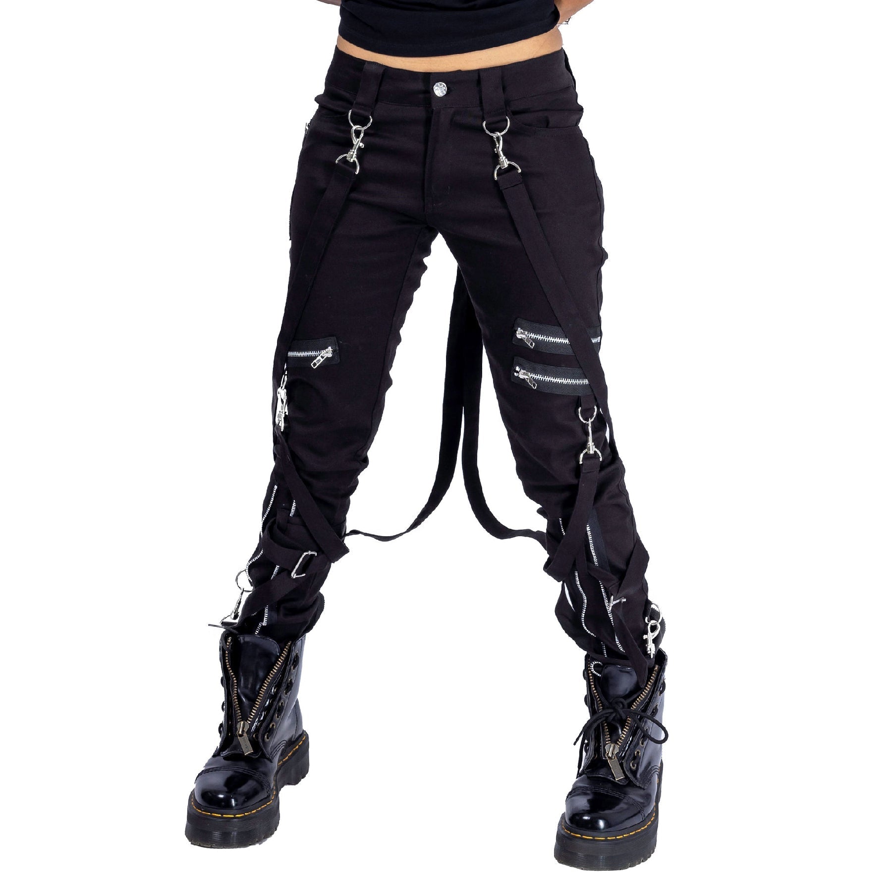 Heartless Meissa Pants – Black Gothic Strap Trousers | Alternative Industrial Streetwear - Rockinredfox