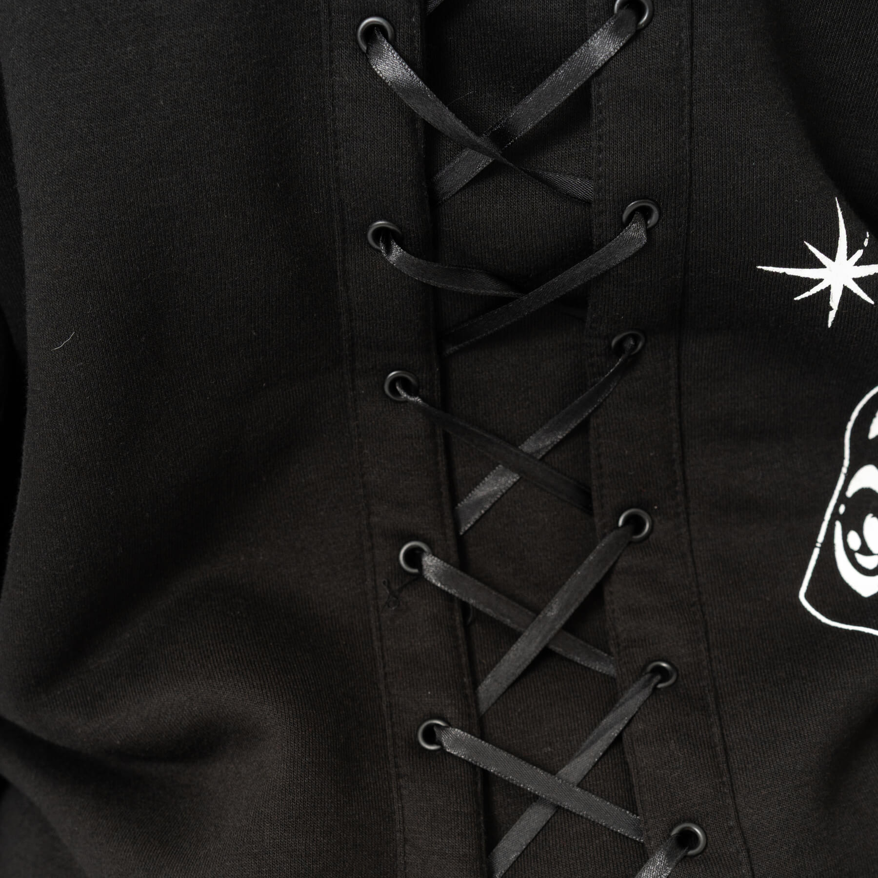 Heartless Moonlight Hood Black Gothic Cat Skeleton Zip Hoodie - Rockinredfox