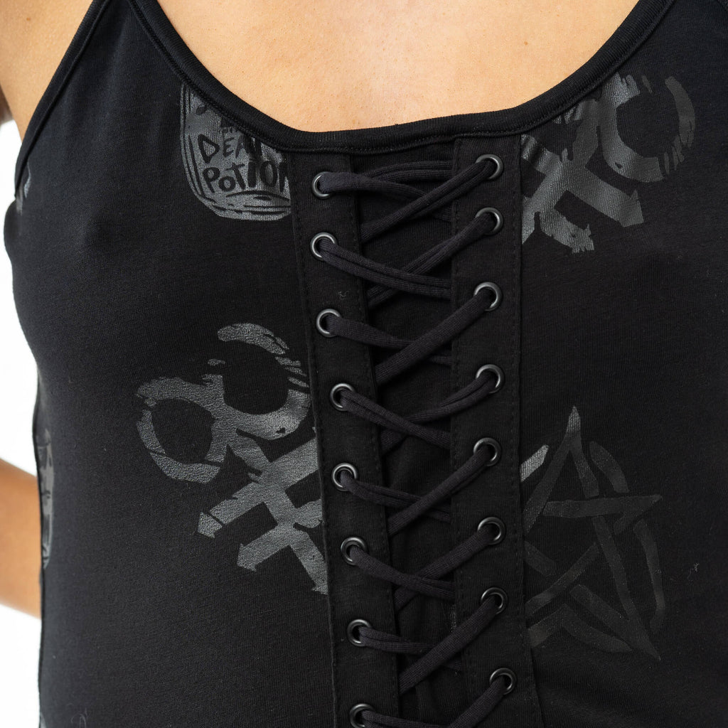 Heartless Occult Black Gothic Lace Up Dress - Rockinredfox