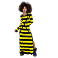 Heartless Petunia Dress – Black & Yellow Striped Gothic Maxi Dress | Alternative Grunge Knit - Rockinredfox