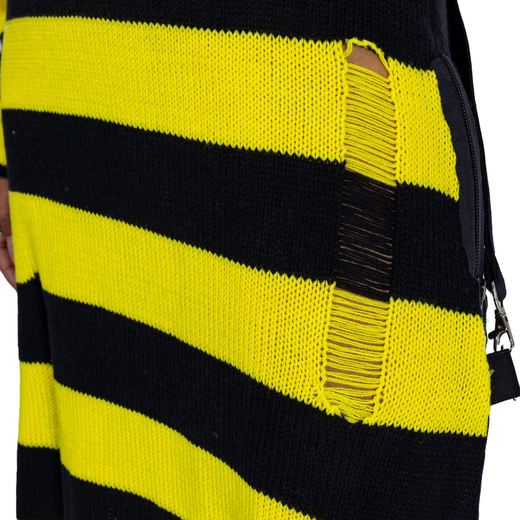 Heartless Petunia Dress – Black & Yellow Striped Gothic Maxi Dress | Alternative Grunge Knit - Rockinredfox
