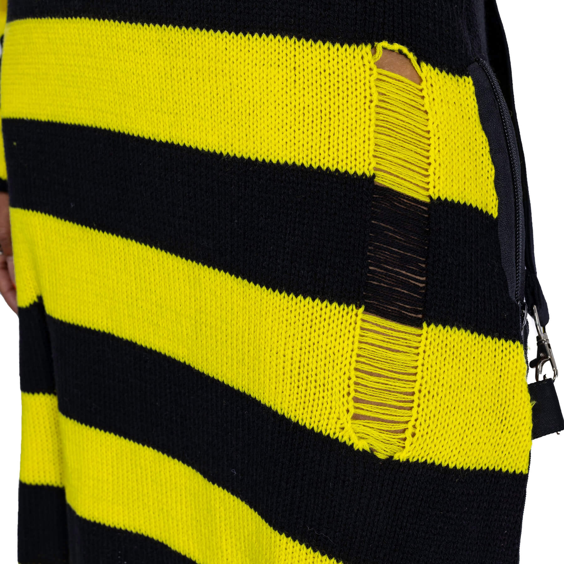 Heartless Petunia Dress – Black & Yellow Striped Gothic Maxi Dress | Alternative Grunge Knit - Rockinredfox