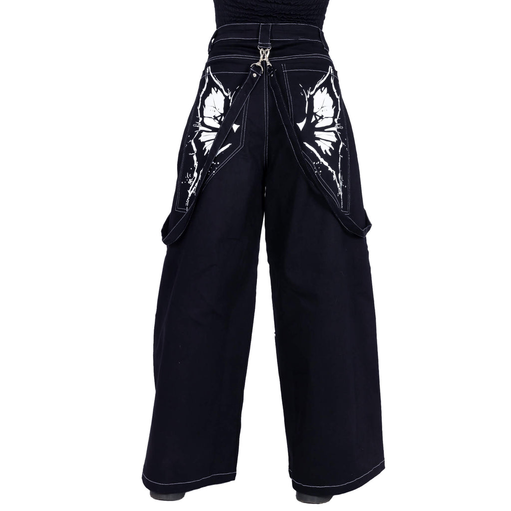 Heartless Pixie Dust Pants – Gothic Skeleton Wide Leg Pants | Alternative Punk Trousers - Rockinredfox
