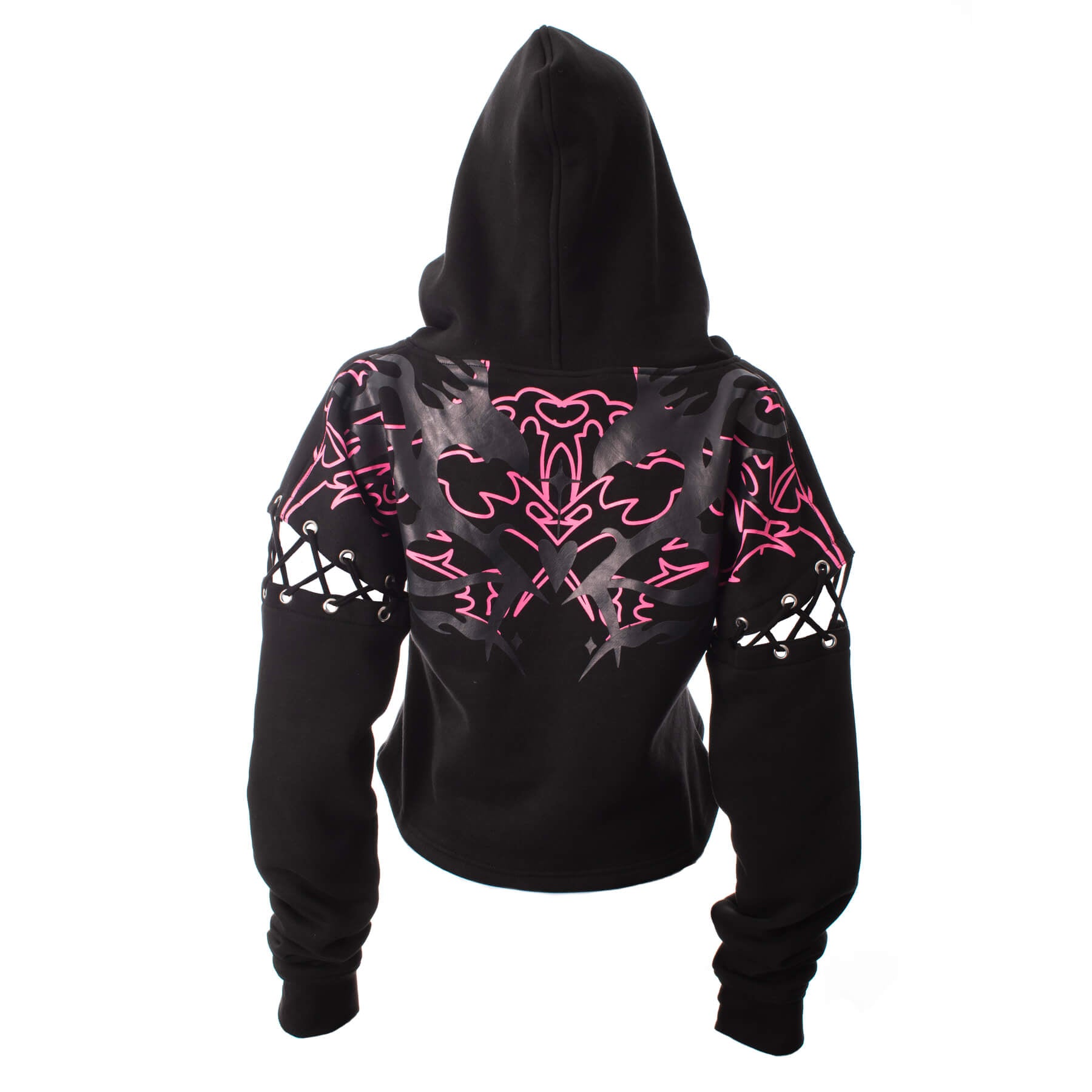 Heartless Thornchant Hood Black Gothic Tribal Heart Cropped Hoodie - Rockinredfox