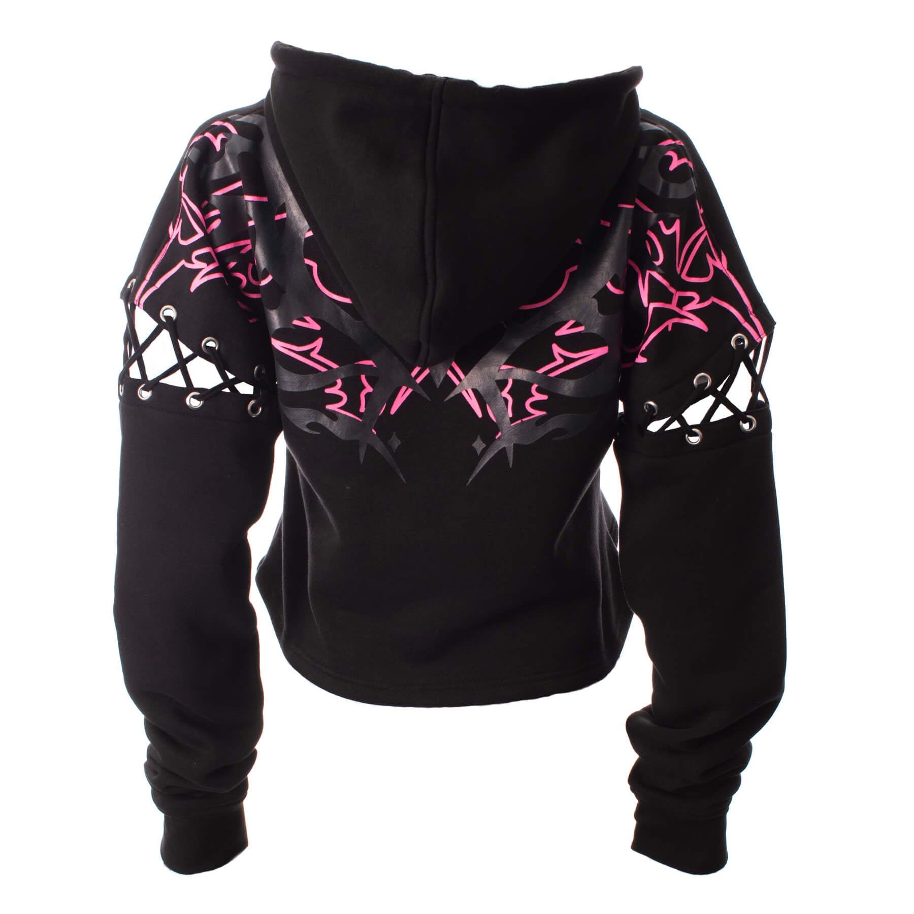 Heartless Thornchant Hood Black Gothic Tribal Heart Cropped Hoodie - Rockinredfox