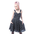 Heartless Zosia Grey Check Gothic Pinafore Dress | Alternative Punk Skater Dress - Rockinredfox