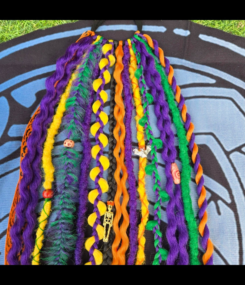 Hex Pop Dread Bobble – Handmade Kanekalon Festival Hair Wrap | 24" Synthetic Alternative Hair Accessory | RavenDreadz - Rockinredfox