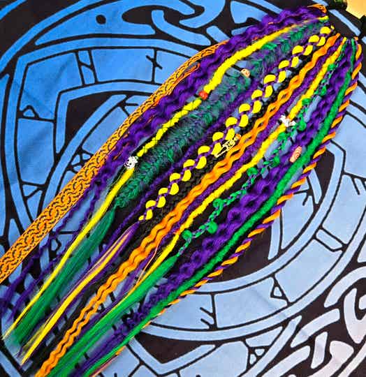 Hex Pop Dread Bobble – Handmade Kanekalon Festival Hair Wrap | 24" Synthetic Alternative Hair Accessory | RavenDreadz - Rockinredfox