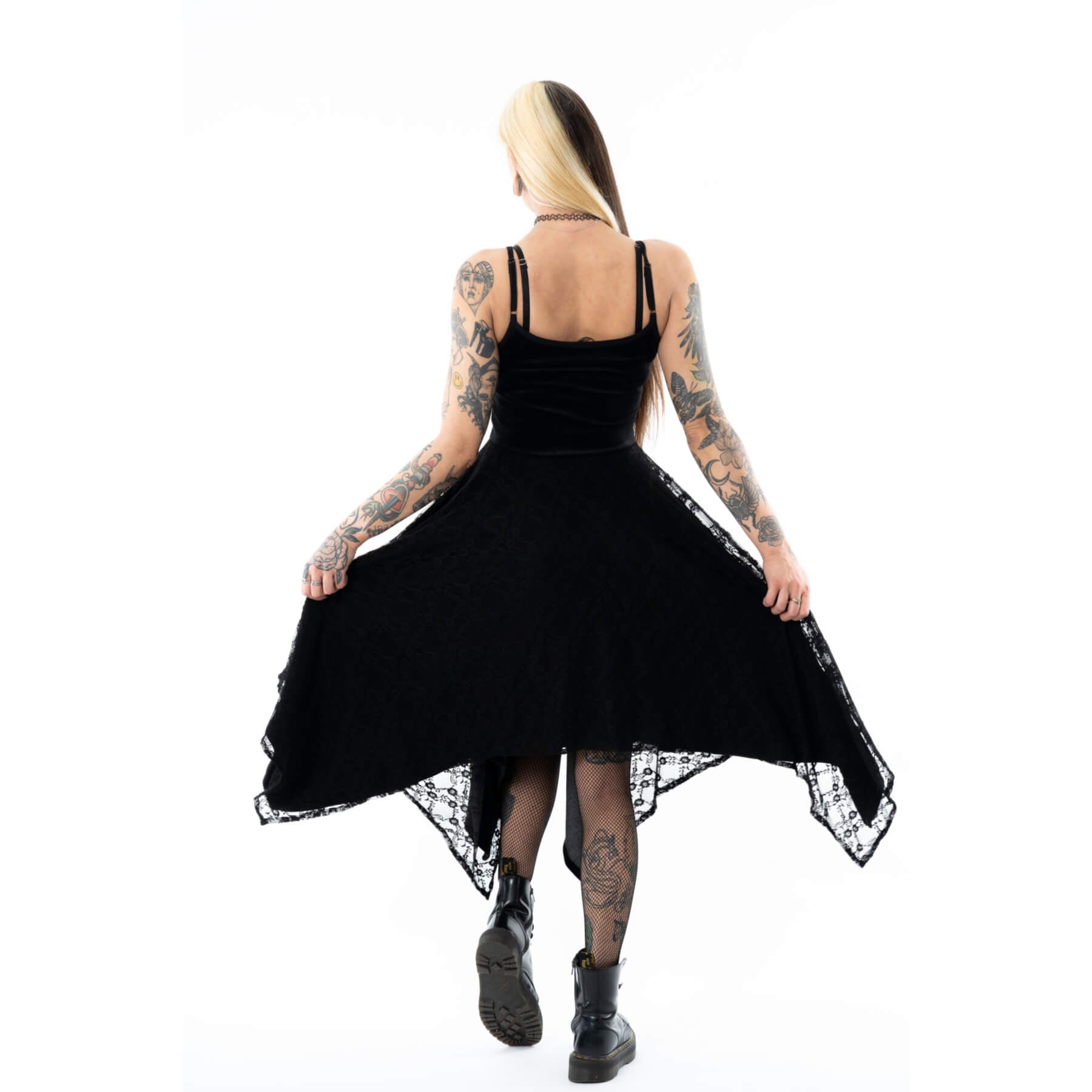 Innocent Lifestyle Mia Dress – Black Gothic Lace Handkerchief Dress | Alternative Clothing - Rockinredfox