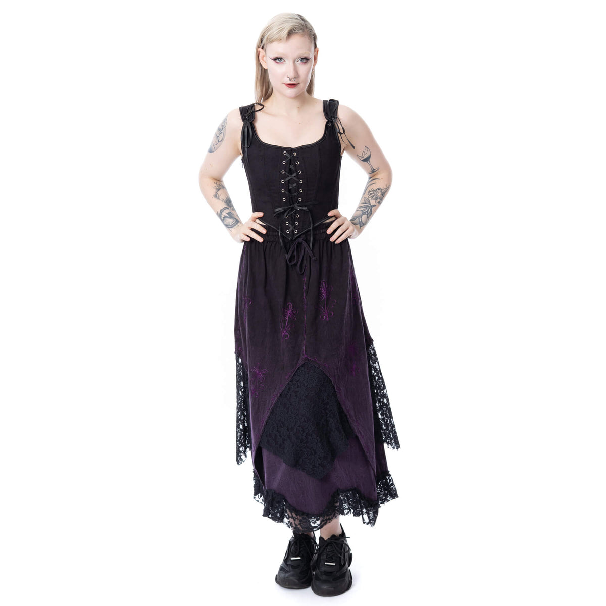 Innocent Lifestyle Solea Skirt Purple Stonewash Lace Maxi Skirt - Rockinredfox