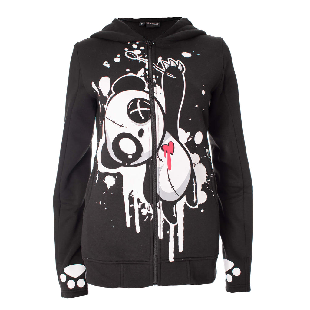 Killer Panda Heartbleed Panda Black Gothic Zip Up Hoodie - Rockinredfox