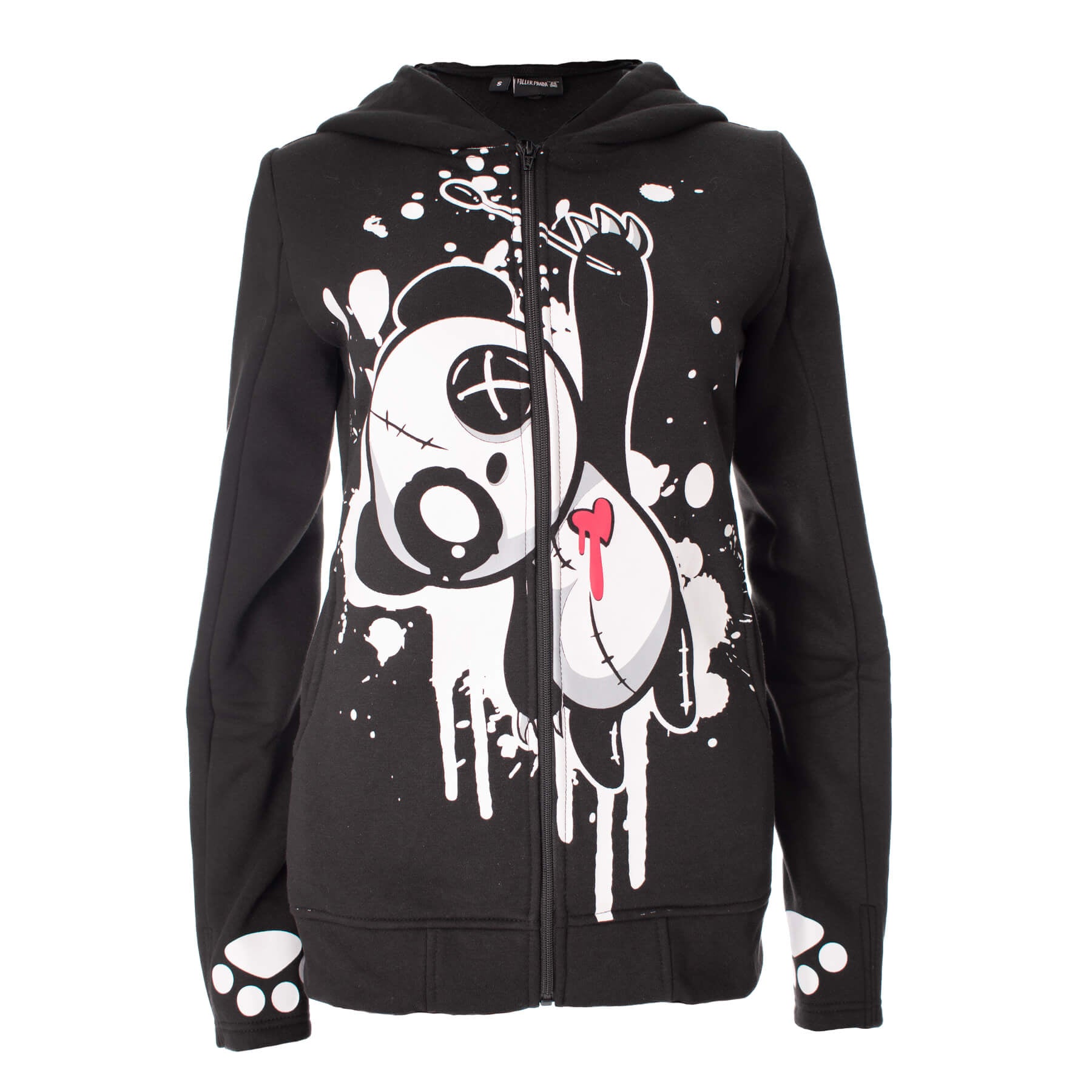 Killer Panda Heartbleed Panda Black Gothic Zip Up Hoodie - Rockinredfox
