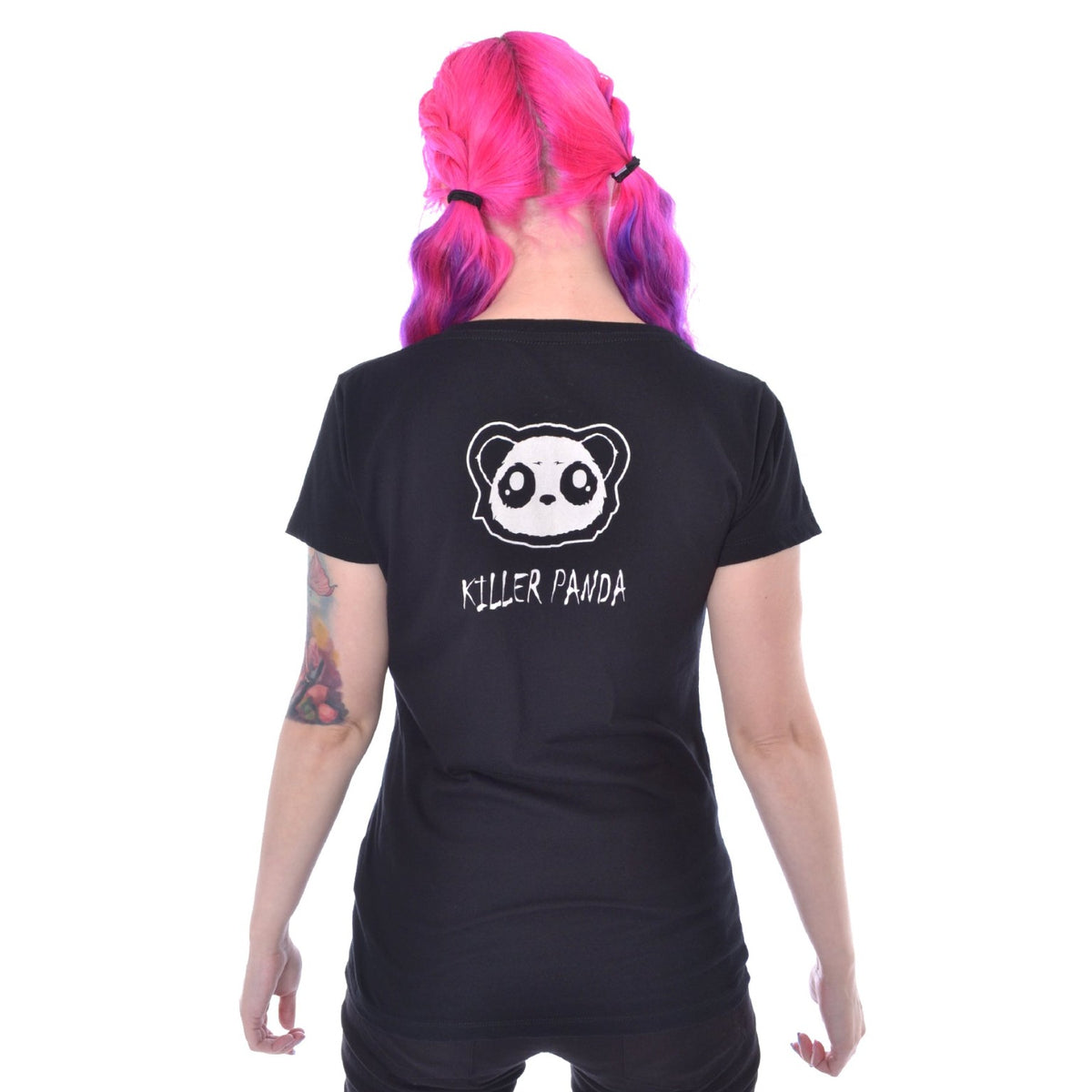 Killer Panda Killer Unicorns black ladies T-shirt back