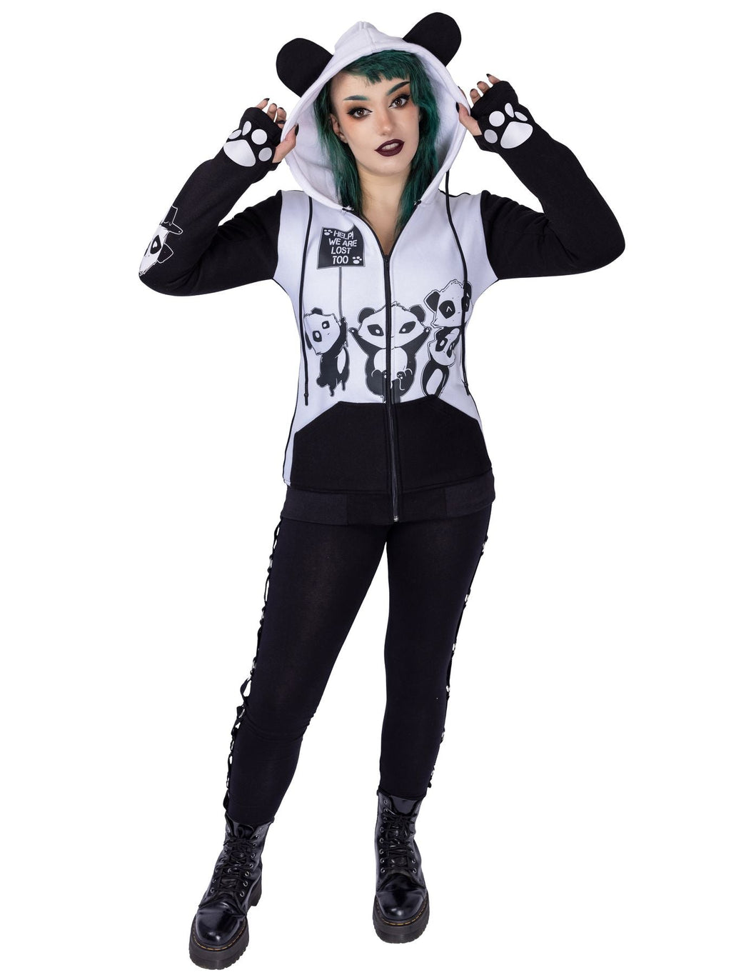 Killer Panda KP Lost Hood White/Black Zip Hoodie - Rockinredfox