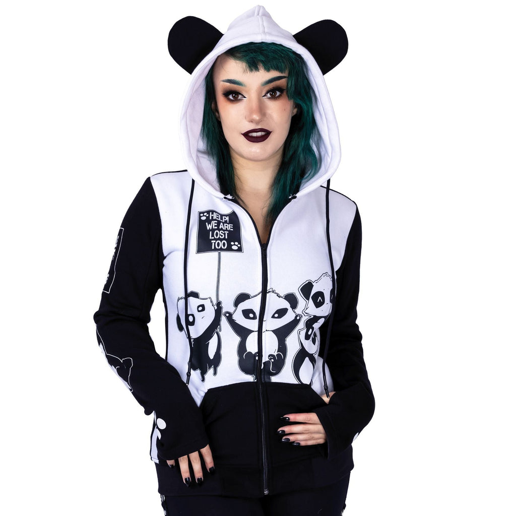 Killer Panda KP Lost Hood White/Black Zip Hoodie - Rockinredfox