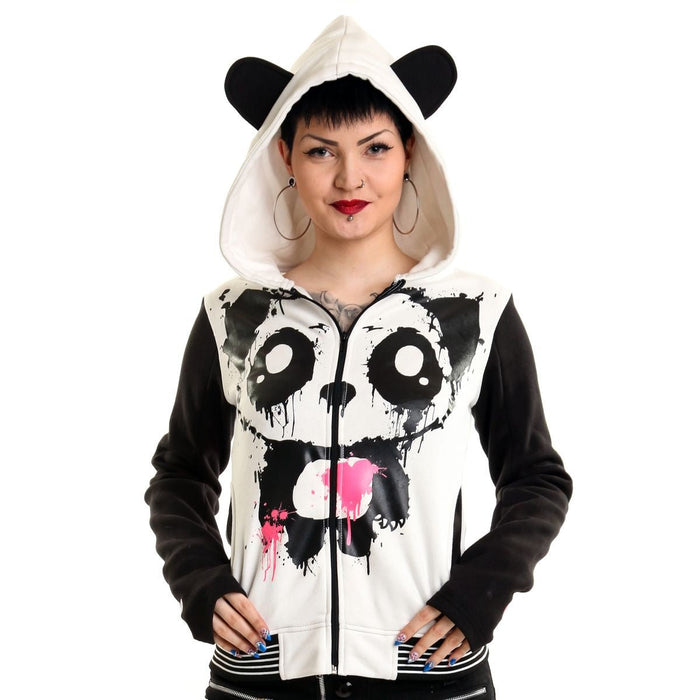Killer Panda KP Mase Hood White & Black Panda Ear Zip Hoodie