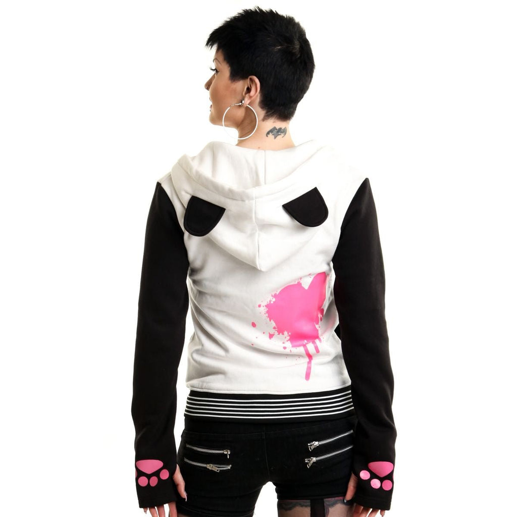 Killer Panda KP Mase Hood White & Black Panda Ear Zip Hoodie - Rockinredfox