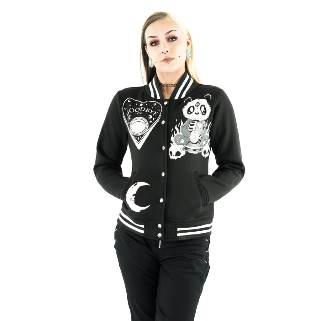 Killer Panda KP Séance Panda Varsity Black Jacket - Rockinredfox