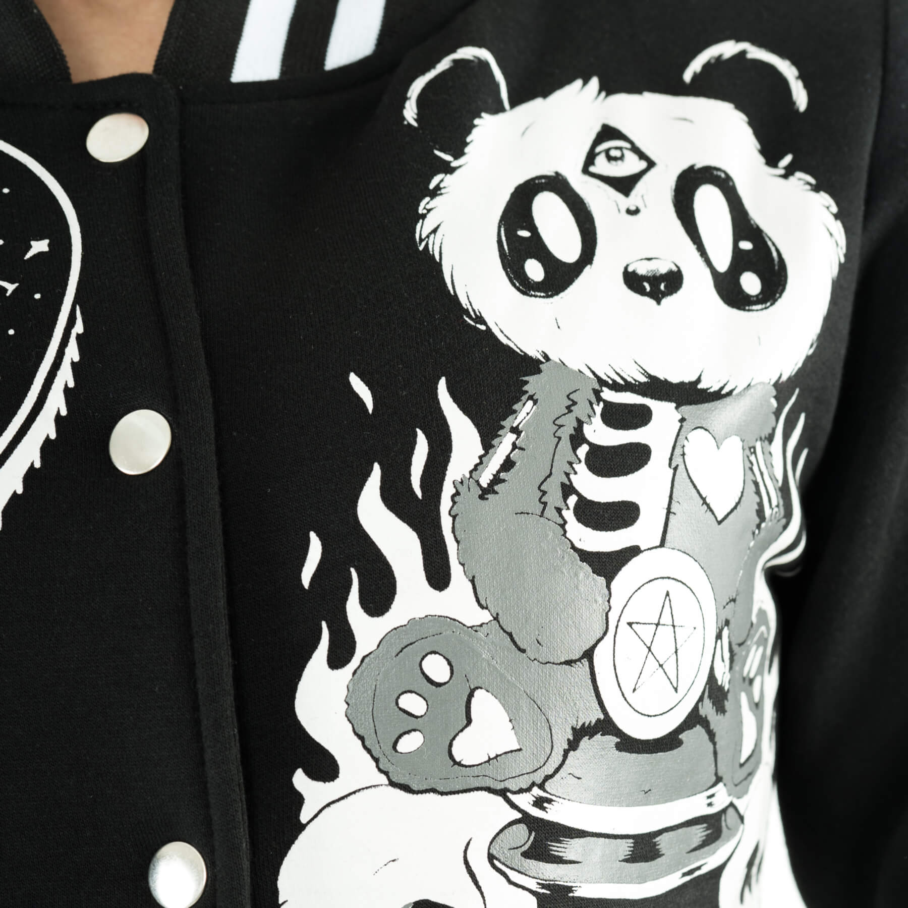 Killer Panda KP Séance Panda Varsity Black Jacket - Rockinredfox
