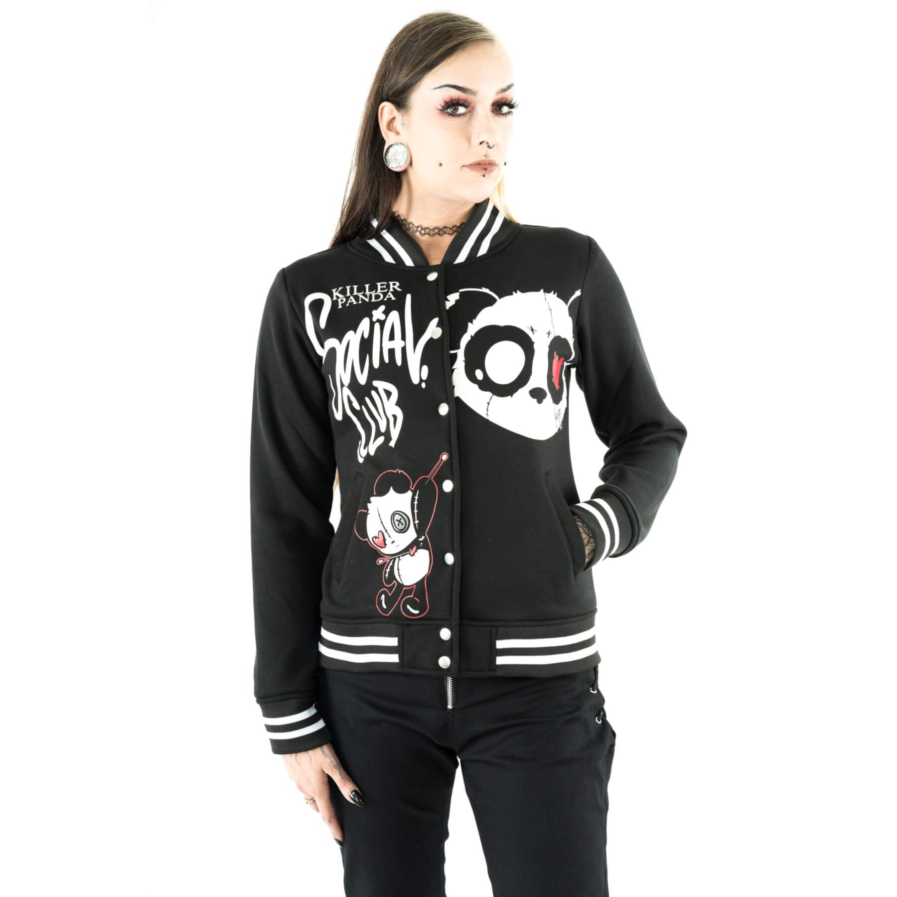 Killer Panda KP Social Club Varsity Black Jacket - Rockinredfox
