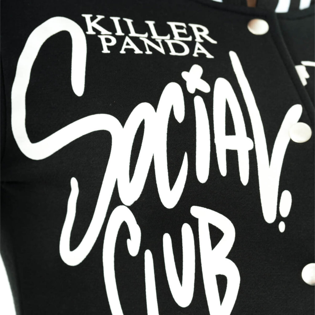 Killer Panda KP Social Club Varsity Black Jacket - Rockinredfox