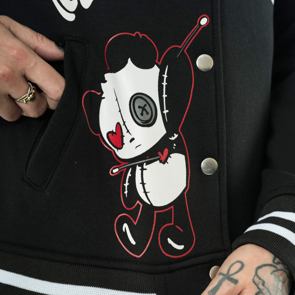 Killer Panda KP Social Club Varsity Black Jacket - Rockinredfox