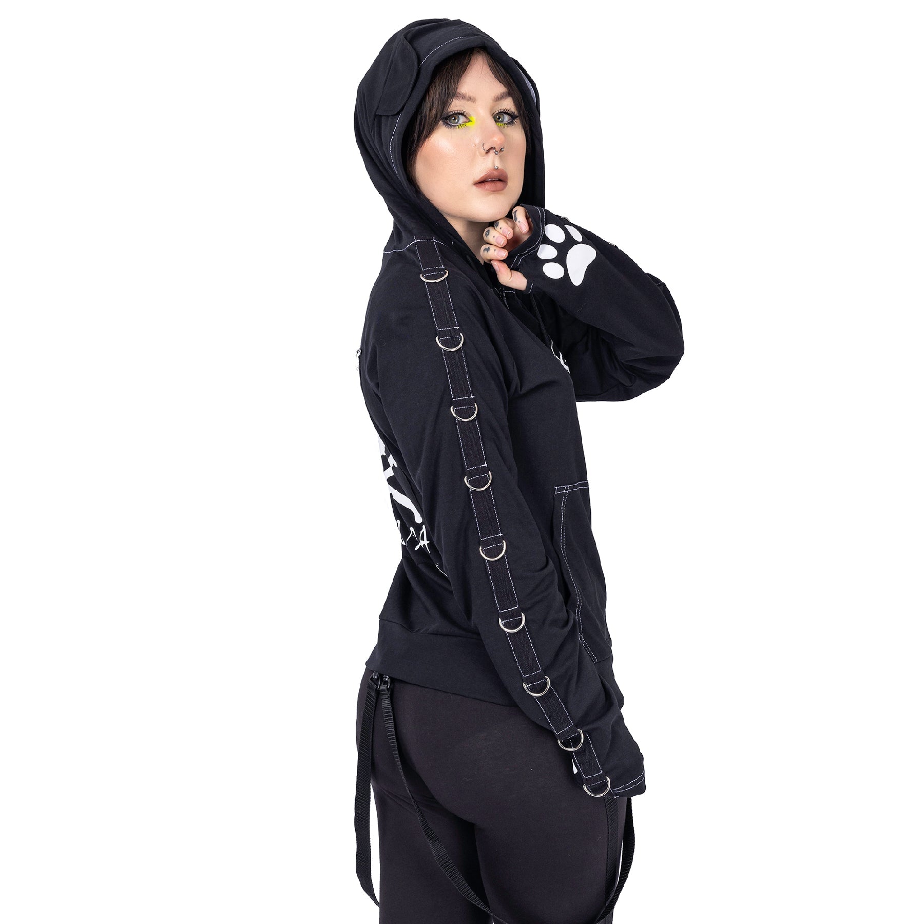 Killer Panda KP Void Hood Black Panda Ear Zip Hoodie - Rockinredfox