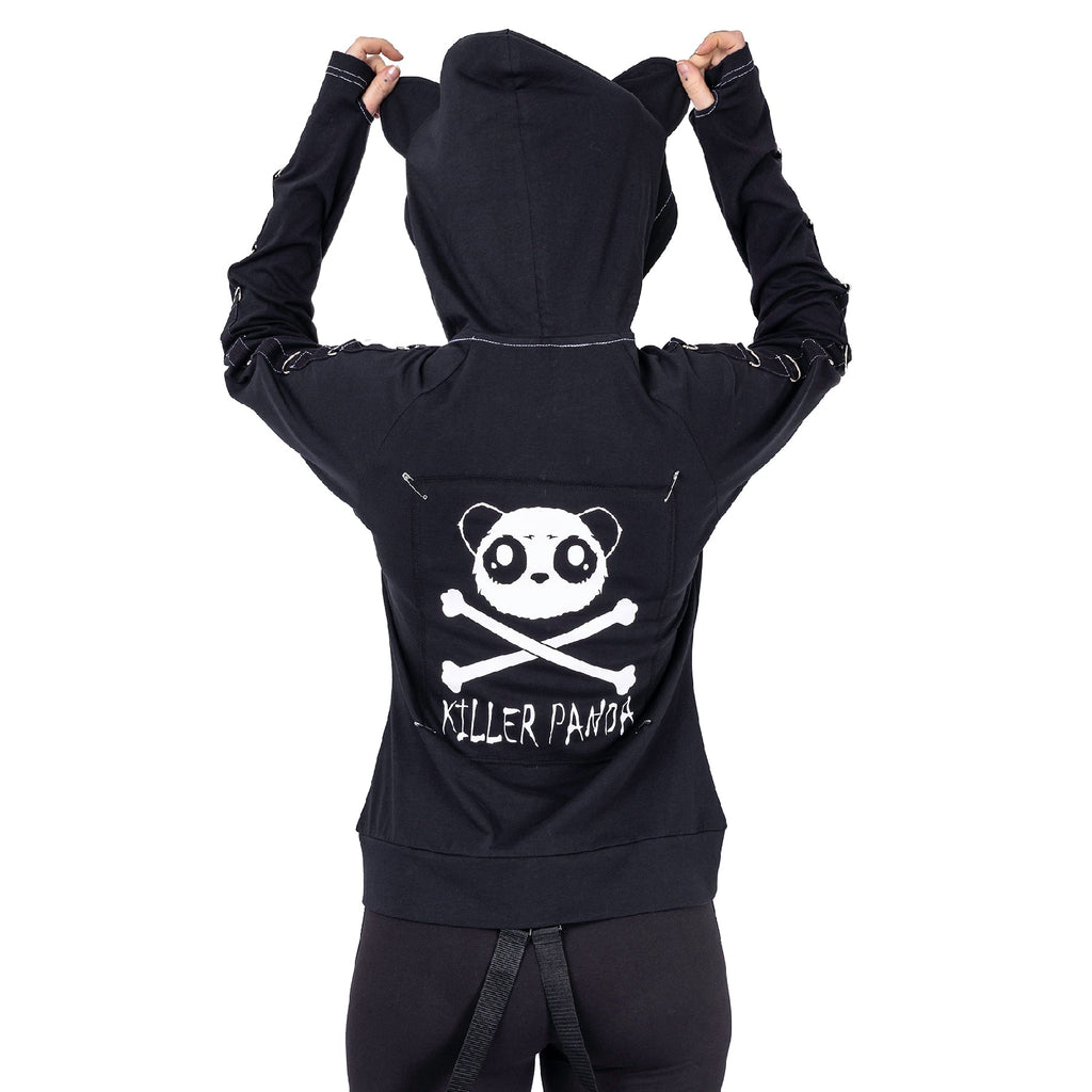 Killer Panda KP Void Hood Black Panda Ear Zip Hoodie - Rockinredfox