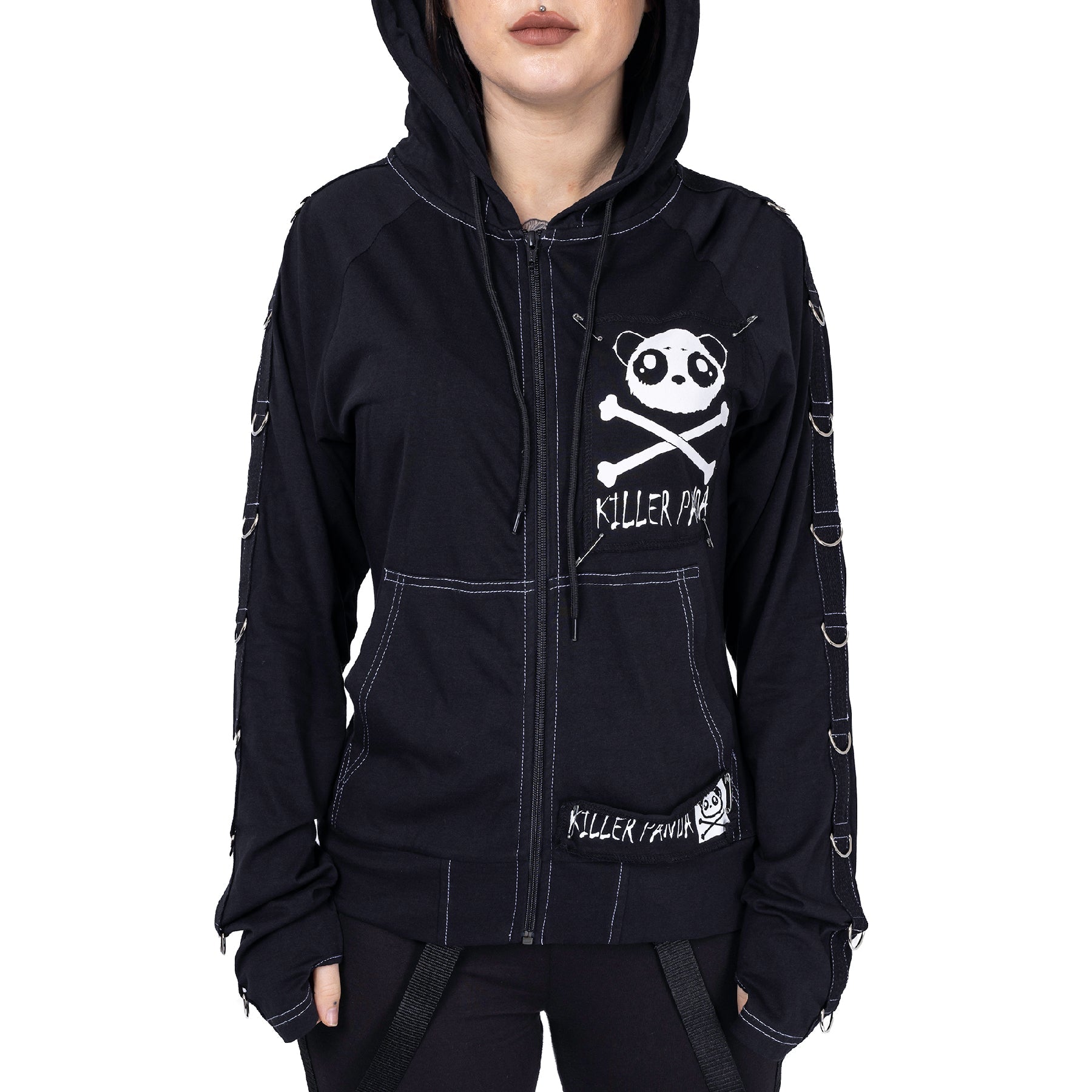 Killer Panda KP Void Hood Black Panda Ear Zip Hoodie - Rockinredfox
